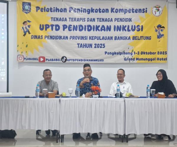 Plt. Kadis Pendidikan Prov Kep Babel Buka Pelatihan Kompetensi Tenaga Terapis dan Tenaga Pendidik UPTD Pendidikan Inklusi